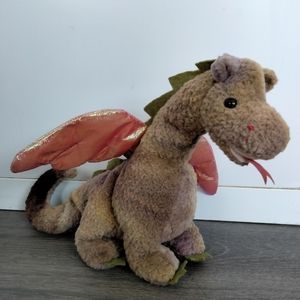 Vtg TY Beanie Scorch Dragon Plush 1998 Brown Winged Dino Stuffed Animal